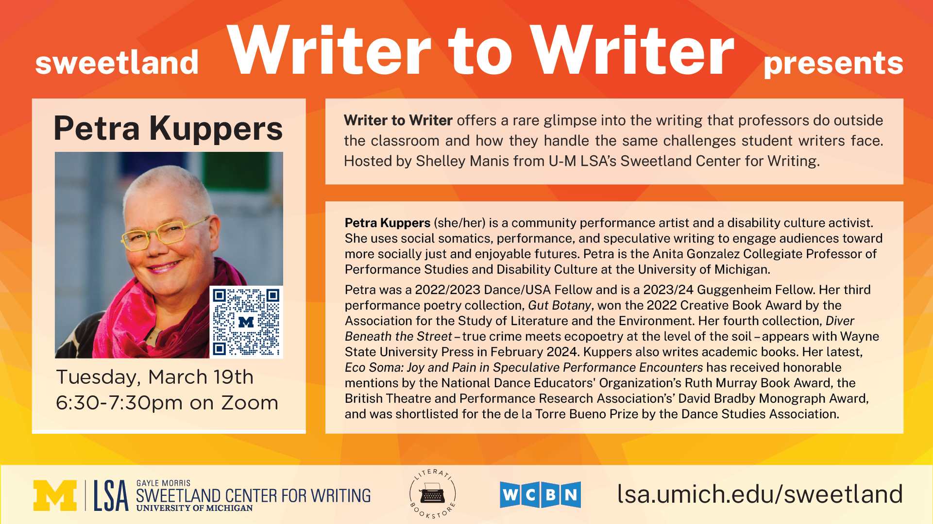 Writer to Writer with Petra Kuppers Happening Michigan