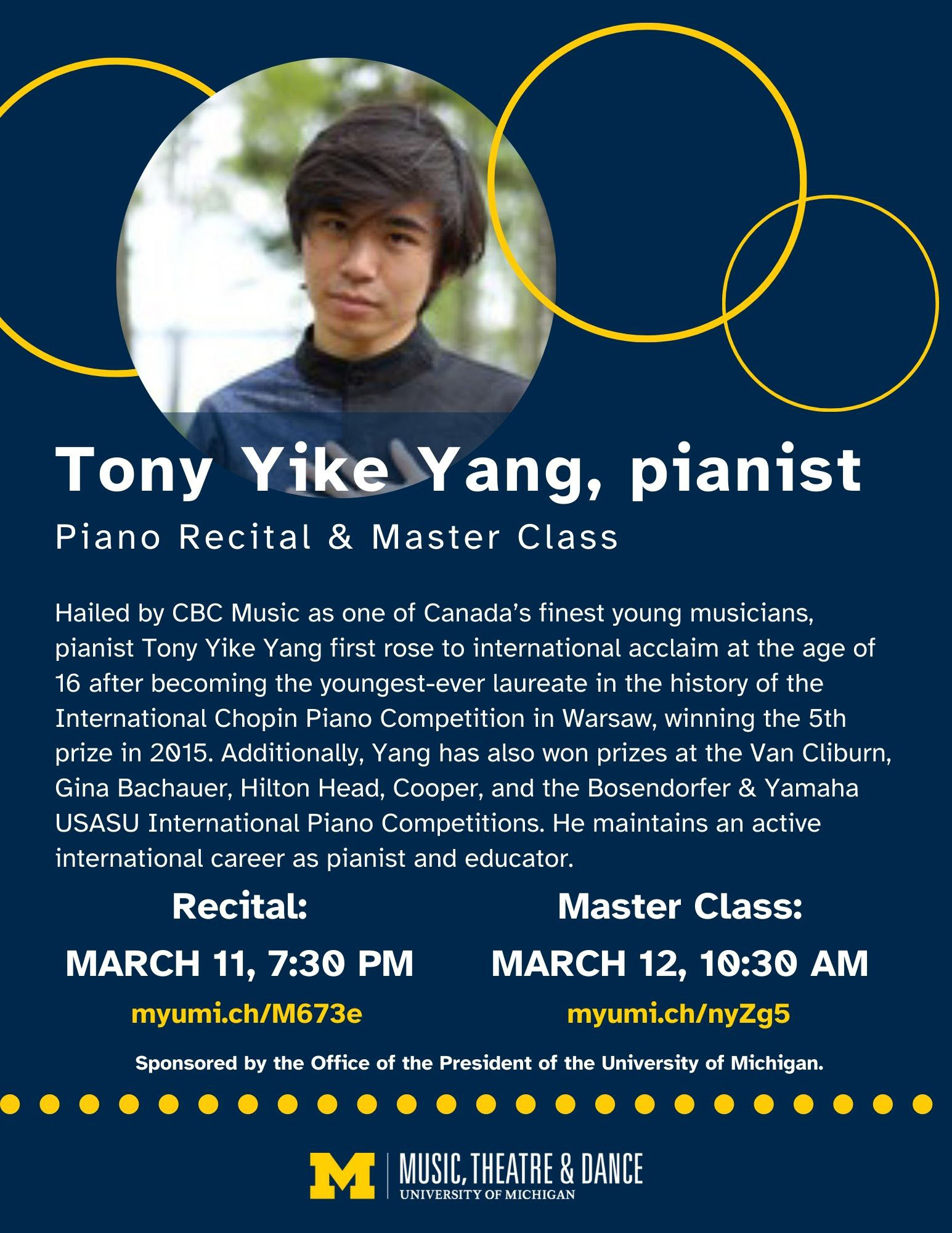 Expired) Tony Yike Yang, piano | Happening @ Michigan