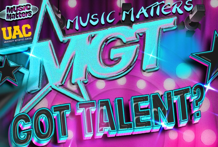 Blue and pink MGT logo and text saying “Got Talent?”