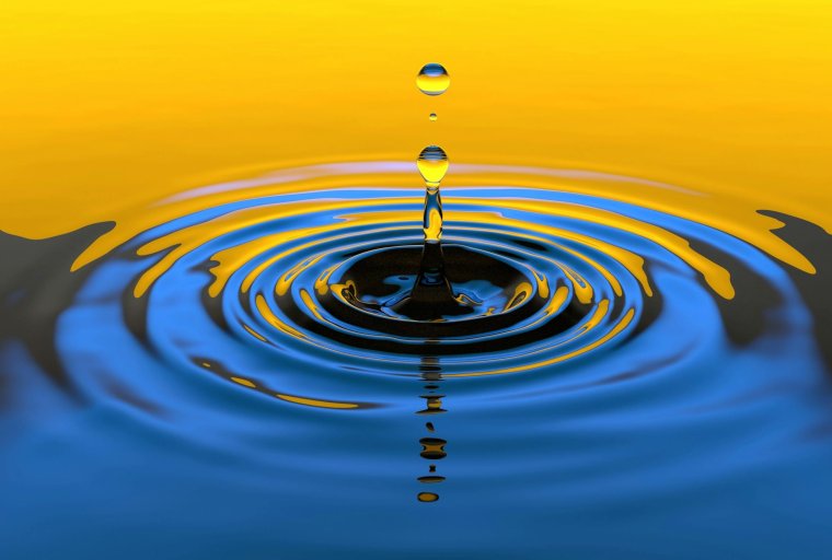 A water droplet and ripple