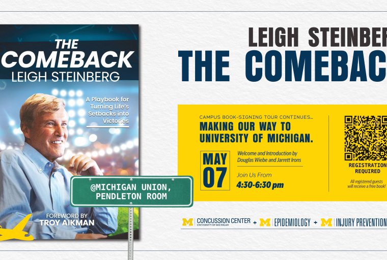 Book tour graphic shows cover of book on left with event details & sponsor logosl