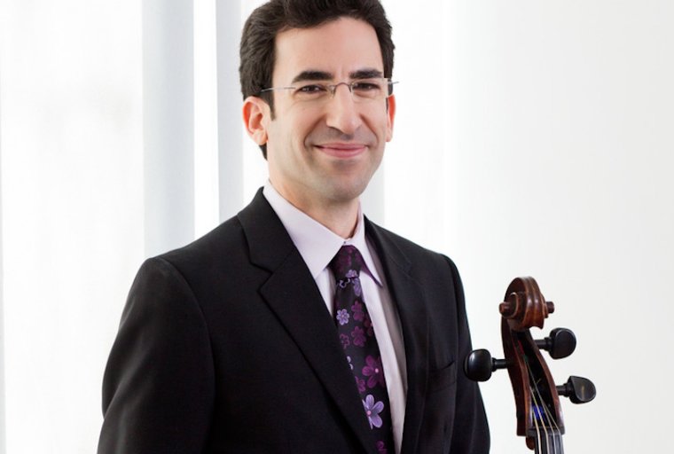 Faculty Master Class: Amir Eldan, cello (headshot with instrument)