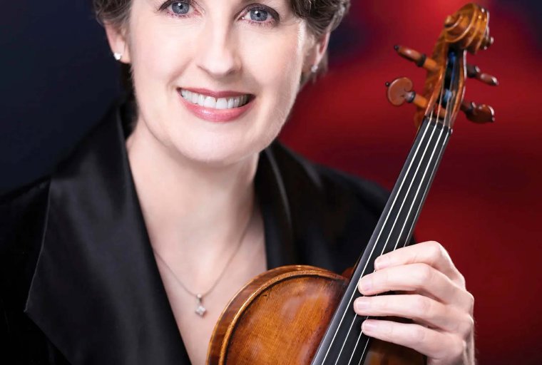 Master Class: Sheryl Staples, violin (four-color headshot of woman holding violin)