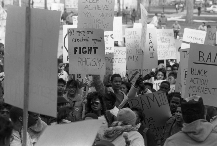 Demonstrators at the Black Action Movement III, 1987.