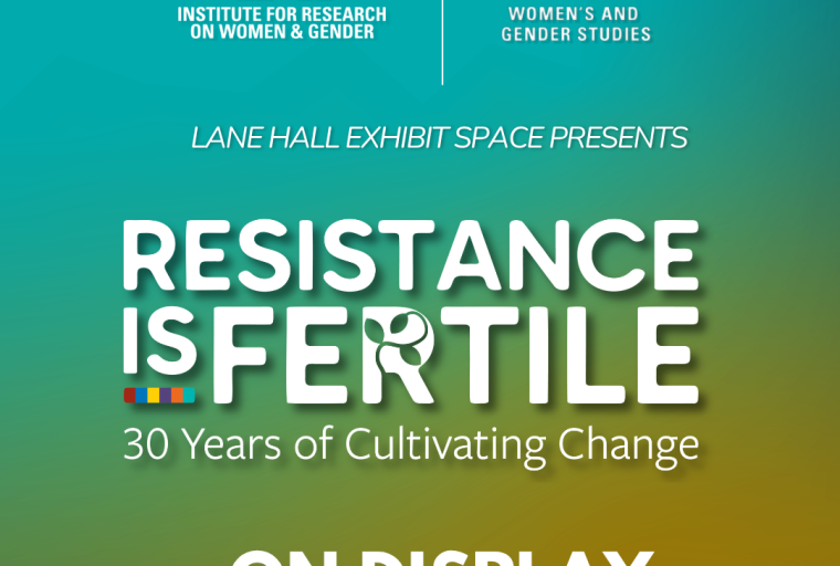 Resistance is Fertile graphic with brandmarks & typography with vining leaves.