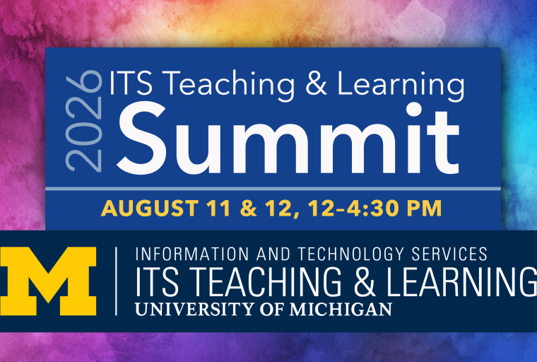 Graphic for T&L 2026 Summit with rainbow swirl background and text in blue box.
