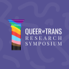 Queer & Trans Research Symposium mark with rainbow pillar