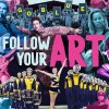 Pop art collage showing arts activities, writing in hot pink, with the MMB at the bottom.