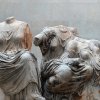 Three female figures from the Parthenon east pediment at the British Museum.