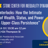 Event graphic in maize & blue with speaker headshot for a talk on kinship interlocks and upper-class persistence, scheduled for March 10 at the University of Michigan.