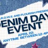 Graphic shows denim bedazzled denim fabric with event details.