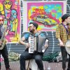 Band playing music in a street in Buenos Aires