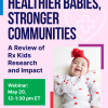 Flyer in pink with baby in onesie with head bow.