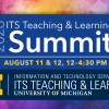 Graphic for T&L 2026 Summit with rainbow swirl background and text in blue box.