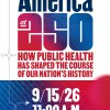 Flyer, primarily with white background and large block font in blues & reds, shares M Public Health logo and event details as listed.