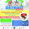 16th Annual Healthier Detroit Expo flyer shows lighthouse background with event details.