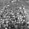 Captured by journalist Na Kyung-taek in May 1980, this image shows Chonnam National University students marching in Gwangju, South Korea, shortly before the May 18 Democratization Movement.