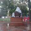 Statue in the rain. Bishkek, Kyrgyzstan, September, 2024