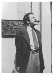Orson Welles outside La Louisiane Restaurant, February 1934