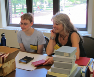 Ready to offer advice on a box of book treasures