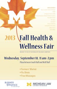 The 2013 Fall Health & Wellness Fair will be held Sept. 18 from 11 a.m. to 2 p.m