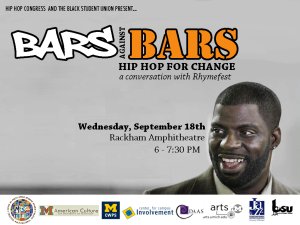 Rhymefest in Rackham Ampiteatre from 6p to 8p on 9-18-2013