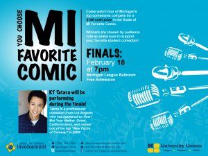 MI Favorite Comic Finale on 2/18 in the League Ballroom at 7p