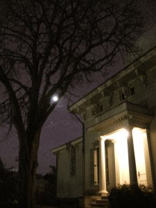 The Moon and Jupiter over the observatory 
