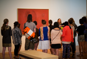 Student docent creating conversation about art Student docent creating conversation about art
