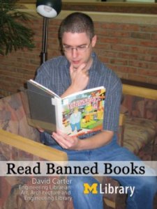 Dave Carter reading a banned book