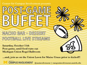 Post Game Food Buffet, Saturday, October 11th
