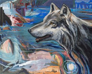 Yellowstone Wolf, Acrylic on canvas by Ted Ramsay