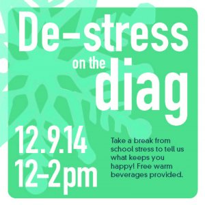 diag event on 12/2/2014 from 12p-2p, free hot beverages for stress relief
