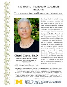 We're excited to announce that Cheryl Clarke, Ph. D., will give the inaugural Wi