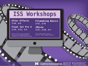 We are partnering with ISS to bring you workshops on After Effects, Filmmaking B