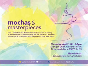 Purchase your $5 ticket for Mochas & Masterpieces: Copper Plate Embossing on Thu