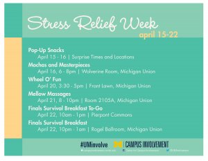 Pop-Up Snacks: 4/15-16, All Around Campus  Mochas and Masterpieces: 4/16, Wolver