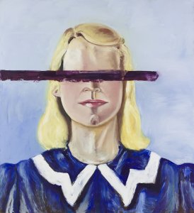 Large Girl with No Eyes, 2001 Oil, wax on canvas, 162 x 148 inches  Photo by Far