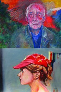 The Poet Stanley Kunitz by Marcia Polenberg (top) and Woman in the Red Cap by Te
