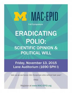 Flyer for the MAC-EPID Polio Symposium on 13NOV2015