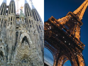 La Sagrada Familia and the Eiffel Tower
