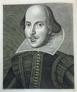 Portrait of William Shakespeare as engraved in the Fourth Folio