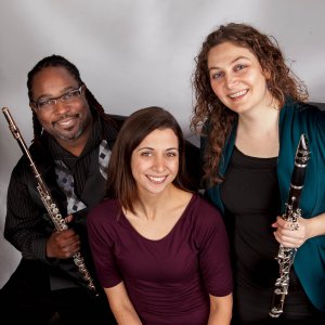 Dennis Carter (flute), Lisa Raschiatore (clarinet), and Mariah Boucher (piano)