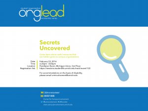 Join us for "Orglead: Secrets Uncovered" on Tuesday, February 23rd, from 6:30 PM