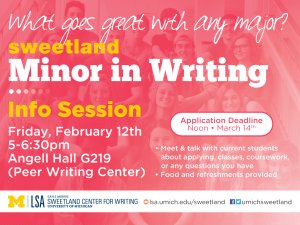 Minor in Writing Info Session digital flyer