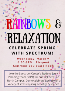 Flyer for Rainbows & Relaxation Event