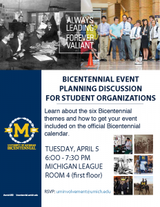Bicentennial Student Organization Event Planning Advertisement