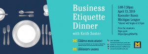 Business Etiquette Dinner April 13th advertisement