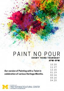 Flyer for Paint No Pour. Info in graphic contained in details.