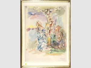 Oskar Kokoschka, Cruci xion, 1958, watercolor on paper